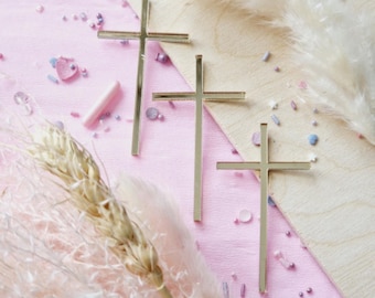 MINIOWELOVE | SLIM CROSS cake decor set | cross cake charm | schlankes Kreuz für Torte | gold acrylic cross | gold cross