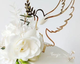 MINIOWELOVE | Cake topper linear DOVE | DOVE for cake | Communion topper | Christening topper | Cake topper Taube | Taube topper