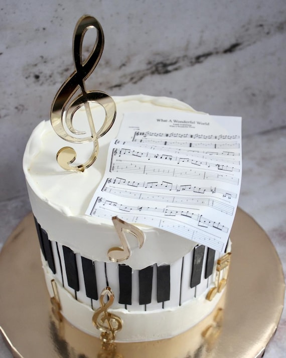 24 decorazioni per torta musicali, decorazioni per torta di pianoforte e violino, per feste di compleanno con note di pianoforte, violino, palla da discoteca, torta musicale di laurea