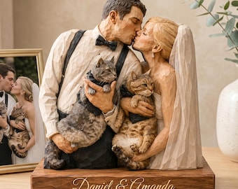 Panneau en bois personnalisé avec photo de mariage, portrait de couple personnalisé avec animaux de compagnie, souvenir de marié, cadeau d'anniversaire pour amoureux d'animaux de compagnie, cadeau pour couple