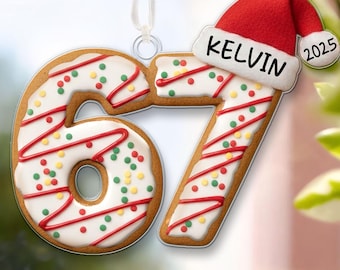 Personalized Name Six Seven Ornament, Funny Six Seven 67 Ornament, Gen Z, Gen Alpha Teenager Ornament, Christmas Santa 67 Ornament,Xmas Gift