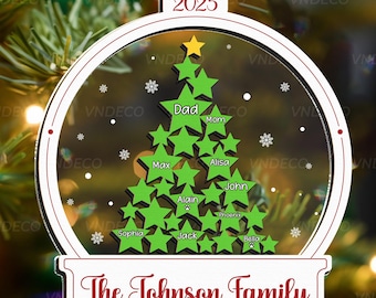 Custom Family Names Christmas Tree Ornament, Family Christmas Ornament Gift, Christmas Tree Name Decor, Holiday Keepsake Gift for Families