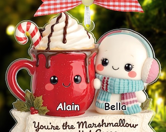 Personalized Marshmallow Couple Christmas Gift, Marshmallow Hot Cocoa Ornament, Hot Chocolate Couple Keepsake, Couple Gift, Couple Ornament