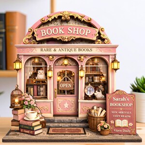 Personalized Vintage Bookstore Wooden Block, Custom Bookshop Decor, Book Lover & Reader Gift, Bookshelf Decore, Library Decor, Bookish Gift
