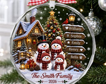 Personalized Family Christmas Ornament, Custom Snowman Family Ornament, Christmas Tree Decor, Family Name Keepsake, Christmas Gift 2026