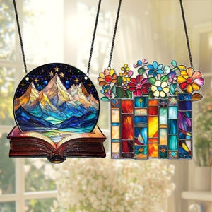 2 Bookaholic Suncatcher, Book Lover Gift, Fantasy Book Reader Gift, Acrylic Window Hanging, Bookshelf Decor, Book Lover Gift, Bookish Gift