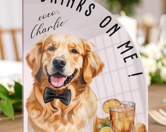 Custom Pet Signature Drink Sign, Wedding Bar Menu Sign with Pet Portrait, Dog Cat Cartoon Portrait Bar Menu,Wedding Pet Bar Sign,Party Decor