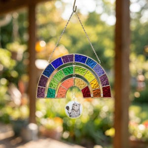 Personalized Rainbow Bridge Sun Catcher, Custom Photo Pet Loss Gift ...