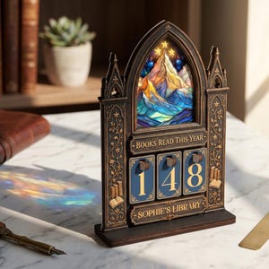 Personalized Fantasy Wooden Book Tracker, Night Court Books Counter, Wooden Book Counter Sign, Bookshelf Decor, Book Lover Gift,Bookish Gift image 14
