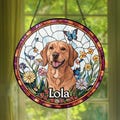 Custom Pet Portrait Stained Glass Suncatcher, Stained Glass Dog Memorial, Custom Dog Portrait from Photo, Sympathy Gifts, Stained glass dog