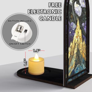 Fantasy Book Nook for Bookaholic, Stained Glass Candle Holder, Fantasy Book Lover & Reader Gift, Bookshelf Decor, Library Decor,Bookish Gift image 5
