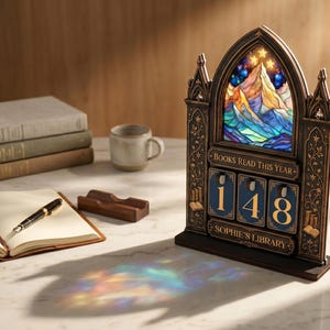 Personalized Fantasy Wooden Book Tracker, Night Court Books Counter, Wooden Book Counter Sign, Bookshelf Decor, Book Lover Gift,Bookish Gift image 16