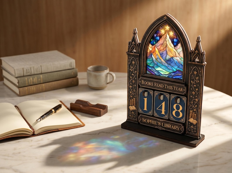 Personalized Fantasy Wooden Book Tracker, Night Court Books Counter, Wooden Book Counter Sign, Bookshelf Decor, Book Lover Gift,Bookish Gift image 16