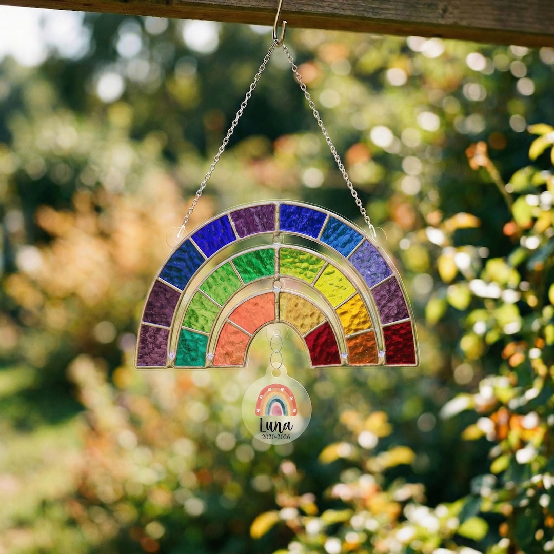 Personalized Rainbow Bridge Sun Catcher, Custom Photo Pet Loss Gift ...