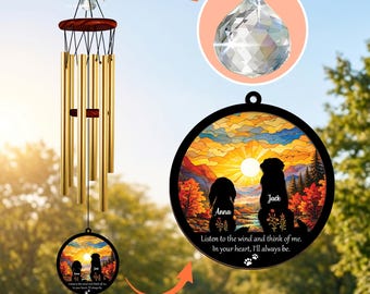 Personalized Dog Memorial Wind Chime, Custom Pet Loss Gift, Dog Silhouette Remembrance, Dog Suncatcher, Rainbow Bridge, Pet Memory Gift