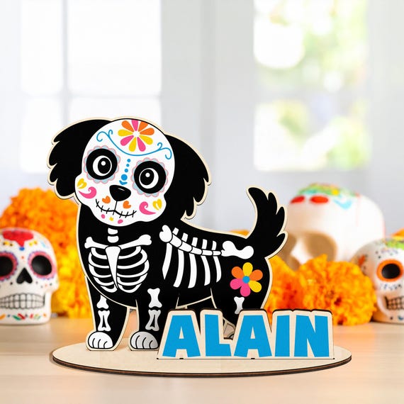 Pet Ofrenda Memorial Sign, Day of the Dead Dog, Custom Sugar Skull Dog Decor, Dog Memorial Gift, Pet Remembrance Gift, Pet Ofrenda Decor