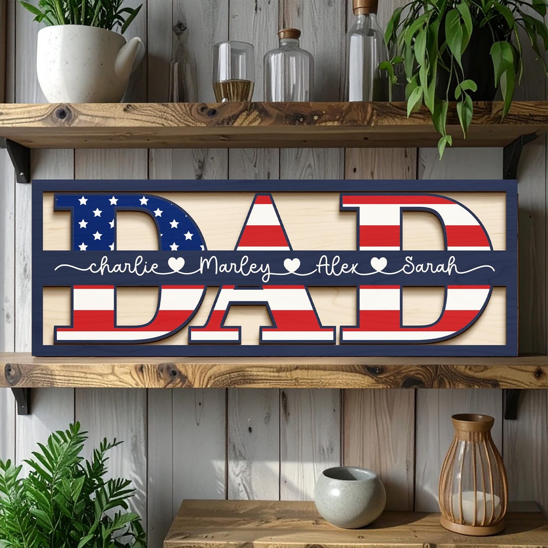 Custom Dad Sign With Kids Name, Dad Wood Sign, Gift for Dad, Fathers ...
