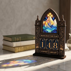 Personalized Fantasy Wooden Book Tracker, Night Court Books Counter, Wooden Book Counter Sign, Bookshelf Decor, Book Lover Gift,Bookish Gift image 15