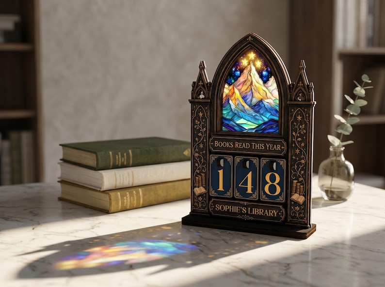 Personalized Fantasy Wooden Book Tracker, Night Court Books Counter, Wooden Book Counter Sign, Bookshelf Decor, Book Lover Gift,Bookish Gift image 15