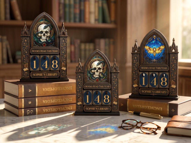Personalized Fantasy Wooden Book Tracker, Night Court Books Counter, Wooden Book Counter Sign, Bookshelf Decor, Book Lover Gift,Bookish Gift image 3