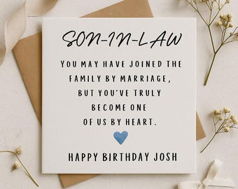 Personalized Son-in-Law Birthday Card | Handmade Hammered Cardstock