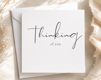 Thinking of You Card | Minimal Sympathy Greeting | Elegant Script Friend Support