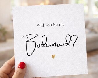 Elegant Bridesmaid Proposal Card | Minimalist Gold Heart Wedding Stationery