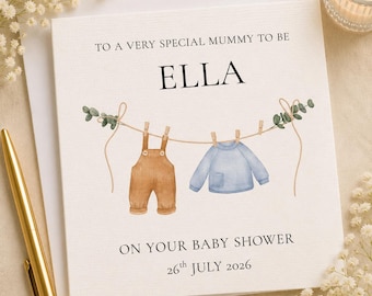 Personalised Baby Shower Card | Watercolour Baby Clothes Keepsake