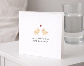 Duck Love Card – Minimalist Anniversary Card, Romantic Partner