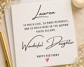 Personalised Daughter Birthday Card | Elegant Script Typography, Meaningful Message