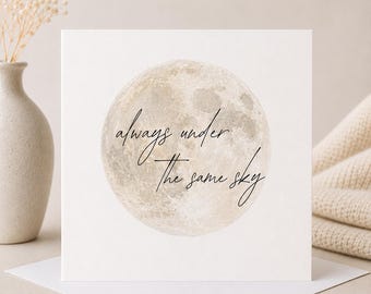 Watercolor Moon Card | Long Distance, Thinking Of You, Miss You Greeting