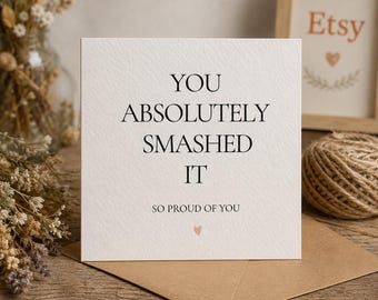 Congratulations Card | Exam Results, New Job, Proud of You | Minimalist Typography