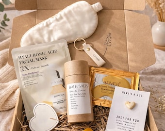 Mini Self-Care Gift Box | Sleep Mask, Bath Salts, Face Mask, Keepsake Hamper