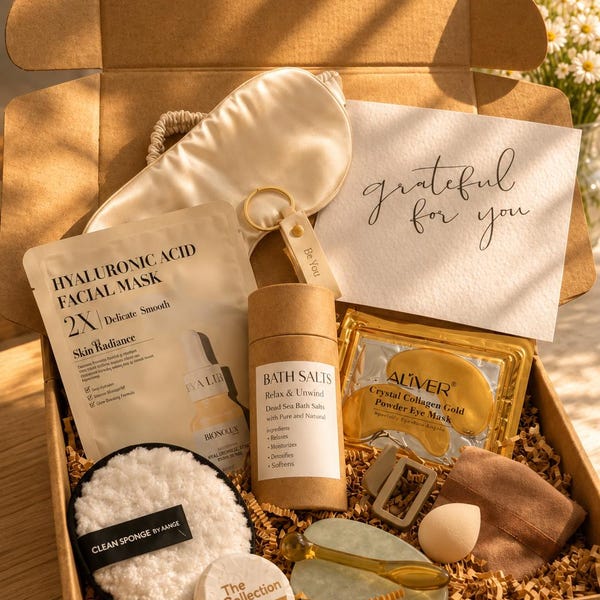 Neutral Self Care Gift Box | Birthday Pamper Hamper, Relax Unwind Essentials