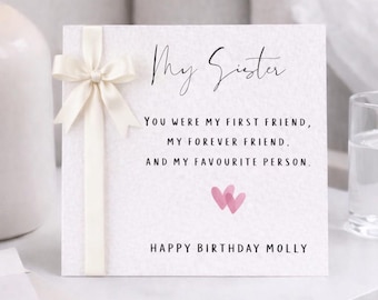 Personalised Sister Birthday Card with Ribbon Detail | Meaningful Birthday Keepsake