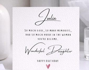 Personalised Daughter Birthday Card | Elegant Script Typography, Meaningful Message