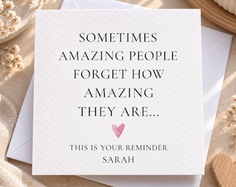 Personalised Reminder Card, Encouragement Gift, 6x6 Hammered Textured Cardstock