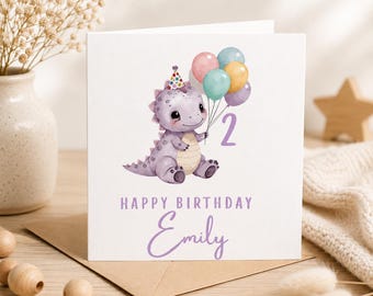Personalised Dinosaur Birthday Card | Kids Cards | Greeting Cards