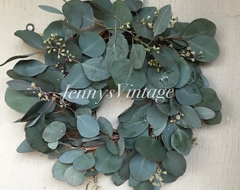 8" Fresh Seeded Silver Dollar Eucalyptus Wreath