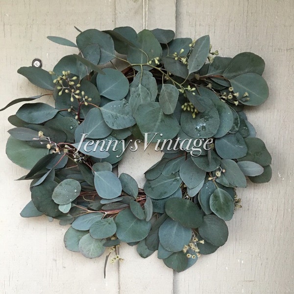 8" Fresh Seeded Silver Dollar Eucalyptus Wreath