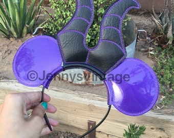 Maleficent Mouse Ears Headband – Disney-Inspired Minnie Ears, Villain Cosplay Accessory, Halloween Costume Hairband
