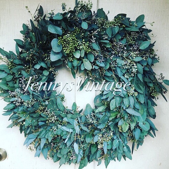 18" Eucalyptus Wreath, Eucalyptus wreath, Holiday fresh wreath, Fresh Eucalyptus Wreath