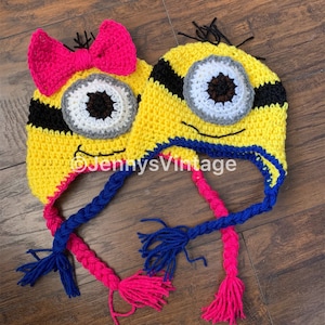 Crocheted Minion Beanie – Earflap Winter Hat for Kids & Adults, Despicable Me Inspired, Handmade Yellow Head Warmer