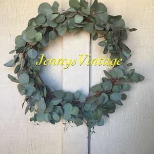 12&quot; Eucalyptus Wreath, 12&quot; Real Eucalyptus Wreath, Silver dollar Eucalyptus, Farmhouse Wreath, 12&quot; wedding Wreath