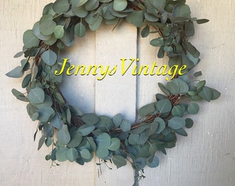 14” Silver Dollar Eucalyptus Wreath: Farmhouse Wedding Decor