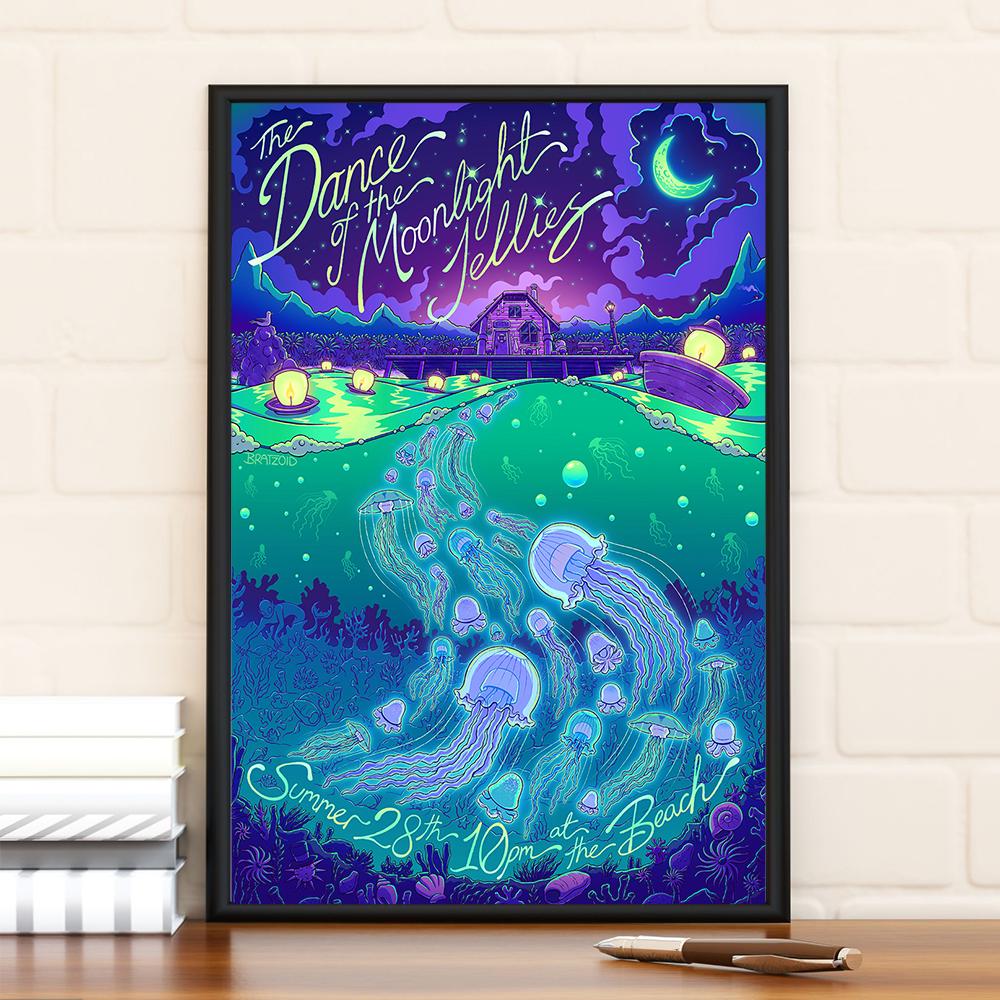 Dance of the Moonlight Jellies Poster, Limited Edition Collectibl Room Decor, Home Decor, Wall art, Gifts for him