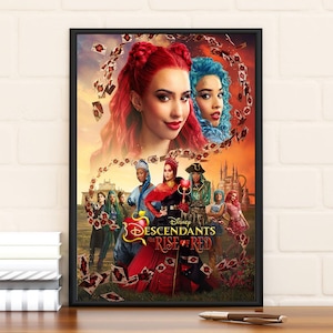 Póster de la película Descendants The Rise of Red, edición limitada, coleccionable, decoración de habitación, decoración del hogar, arte de pared, regalos para él