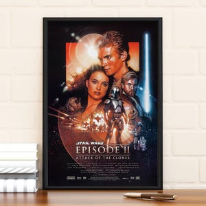 2002 Star Wars Episode II Attack of the Clone Movie Poster, Limited Edition Collectibl Room Decor, Home Decor, Wall art, Gifts for him