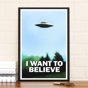Póster de película retro Quiero creer, edición limitada, decoración de habitación coleccionable, decoración del hogar, arte de pared, regalos para él