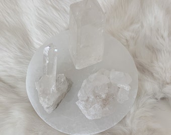 Selenite, Selenite Charging Plate, Crystal Charging, Crystal Jewelry Charging, Polished Selenite, Raw Selenite